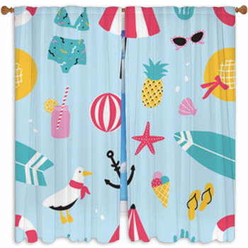 Colorful Summer Seamless Custom Size Window Curtain