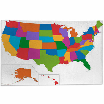 Colorful USA Map Area Rug