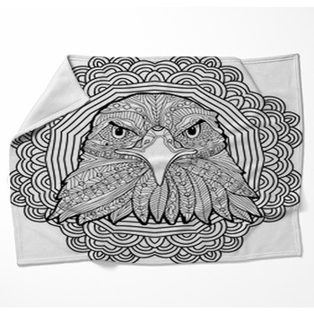 Coloring Page For Adults Stern Eagle  Woven Throw Blanket