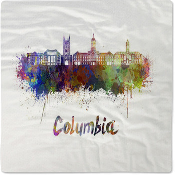 Columbia Mo Skyline In Watercolor Baby Blanket