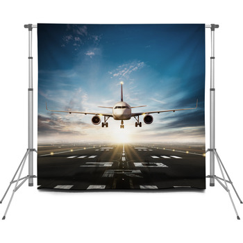 Commercial Airplane Taking Off Custom Size Backdrop