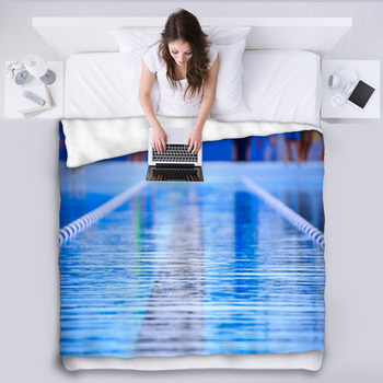 Community Swimming Pool Lane Fleece Blanket