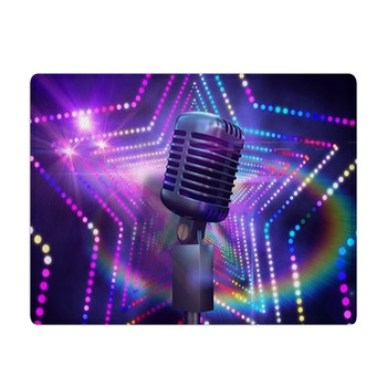 Composite Image Of Retro Chrome Microphone Bath Mat
