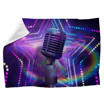 Composite Image Of Retro Chrome Microphone Fleece Blanket
