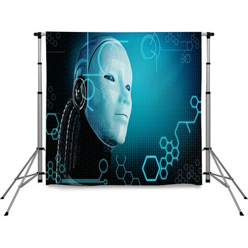 Computer Robot Background Pole Pocket Backdrop