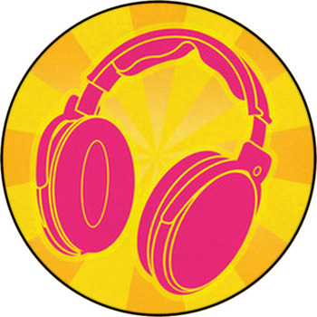 Conceptual Design With Headphone Silhouette Round Rug