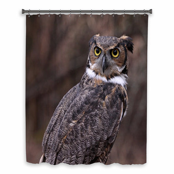 Concerned Great Horned Owl Custom Size Shower Curtain