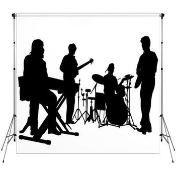 Concert Of Rock Band On A White Custom Size Backdrop