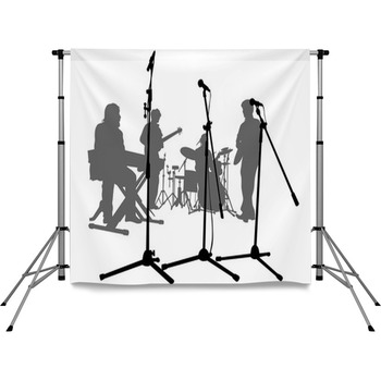 Concert Of Rock Band On A White Pole Pocket Backdrop