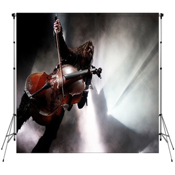 Concert Photo Of Man Playing Cello  Custom Size Backdrop