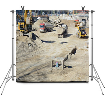 Construction Site Equipment Fleece Backdrop