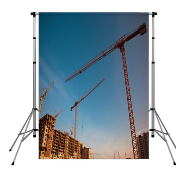 Construction Site With Cranes Pole Pocket Backdrop