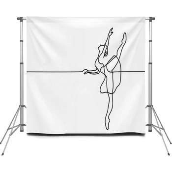 Continuous Line Art Drawing Ballet  Custom Size Backdrop