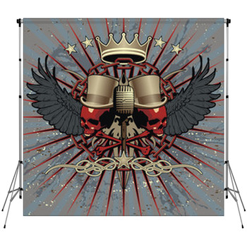 Cool Tattoo Style Rock Emblem. Custom Size Backdrop