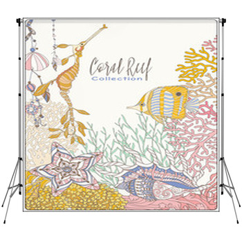 Coral Reef Collection Corals And Fish Fleece Backdrop