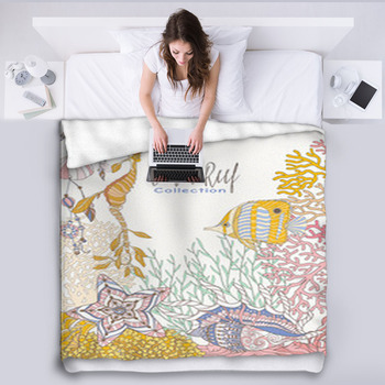Coral Reef Collection Corals And Fish Fleece Blanket