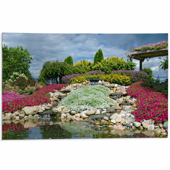 Country Waterfalls In Rock Garden Area Rug
