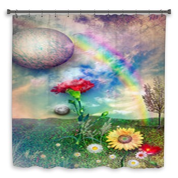 Countryside With Rainbow And Custom Size Shower Curtain
