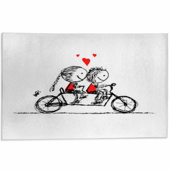 Couple Cycling Together, Valentine Sketch For Area Rug