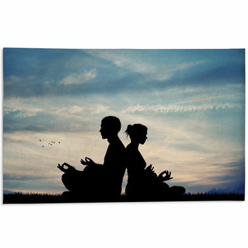 Couple Doing Yoga At Sunset Area Rug