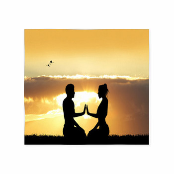 Couple Doing Yoga At Sunset Custom Size Floor Mat