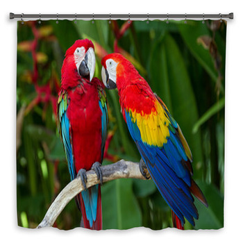 Parrot Shower Curtains Bath Mats, Macaw Shower Curtain