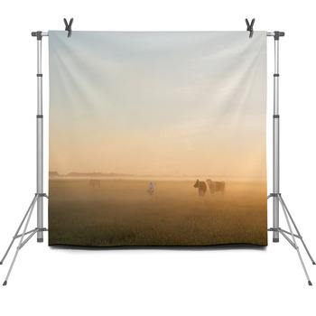 Cow In The Morning Fleece Backdrop