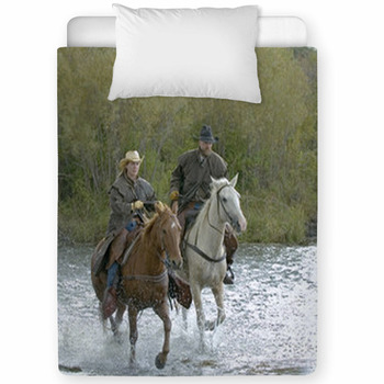 Cowboy,cowgirl Galloping Across River Toddler Comforter
