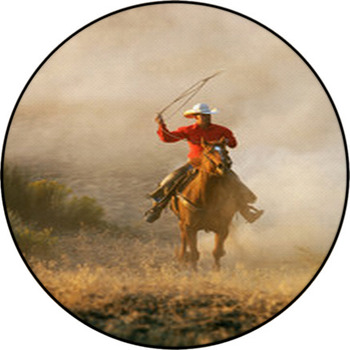 Cowboy On The Run Round Rug