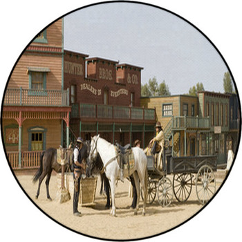 Cowboys Watering Horses Round Rug