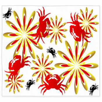 Crabs And Geometric Flowers Custom Size Floor Mat