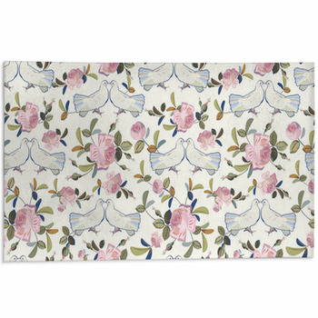 Cream Pattern With Rose And Dove Area Rug