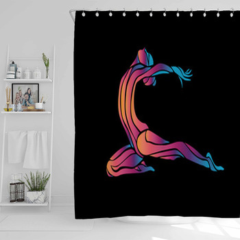 Creative Color Silhouette Of Gymnastic Shower Curtain