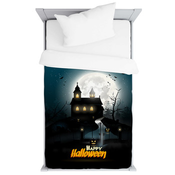 Creepy Cartoon Haunted House And Spooky Toddler Duvet