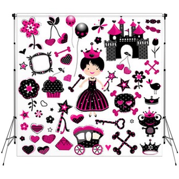 Cute Aggressive Princess Set Custom Size Backdrop