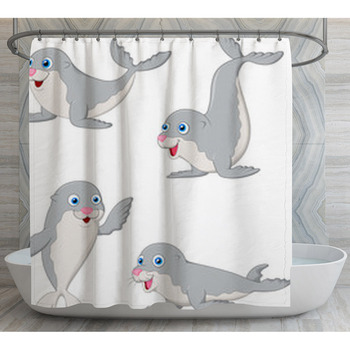 Cute Baby Seal Cartoon Shower Curtain