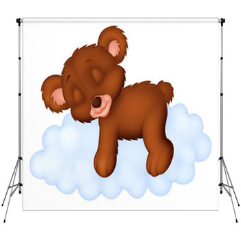 Cute Bear Sleeping On The Cloud Custom Size Backdrop