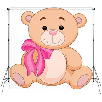 Cute Brown Bear Stuff Cartoon Fleece Backdrop