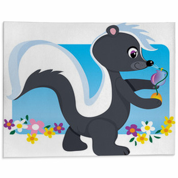 Cute Cartoon Female Skunk With Perfume Area Rug