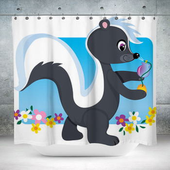 Cute Cartoon Female Skunk Custom Size Shower Curtain