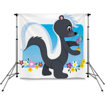 Cute Cartoon Female Skunk With Pole Pocket Backdrop