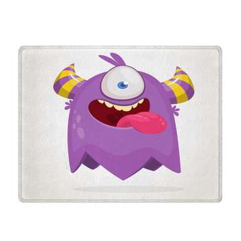 Cute Cartoon Monster With Horns With One Eye Bath Mat
