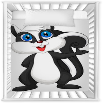 Cute Cartoon Skunk Waving Baby Crib Comforter