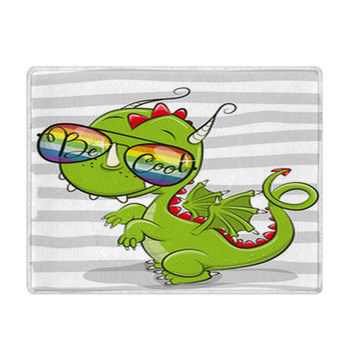 Cute Dragon With Sun Glasses Bath Mat