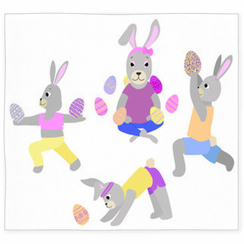 Cute Easter Bunnies Doing Yoga Custom Size Floor Mat