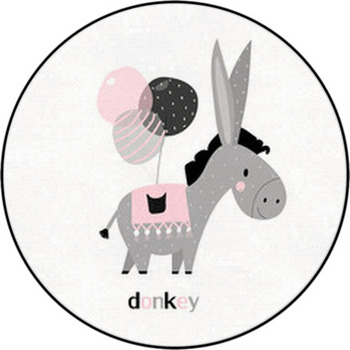Cute Funny Donkey With Balloons Happy Round Rug