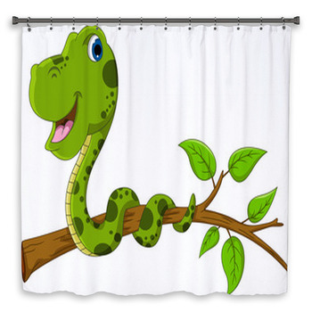 Cute Green Snake Cartoon Custom Size Shower Curtain