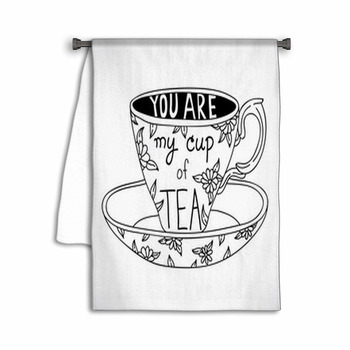 Cute Hand Drawn Tea Cup With Lettering Towel