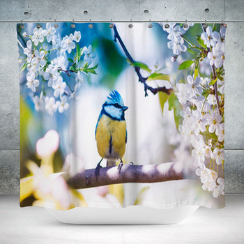 Cute Little Bird Tit Sitting Custom Size Shower Curtain