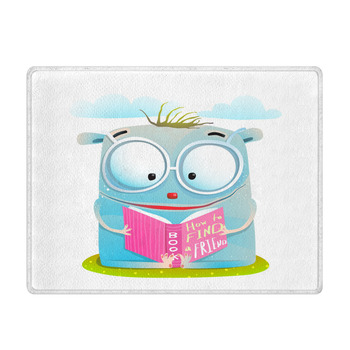 Cute Little Creature Reading Studying Vector Bath Mat
